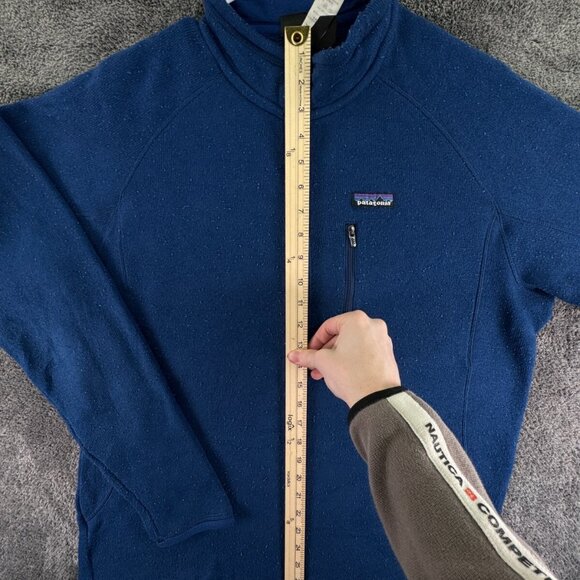 Patagonia Large Blue Fleece Pullover 1/4 Zip Jacket w/ Logo, Pocket Outdoors - Picture 2 of 13